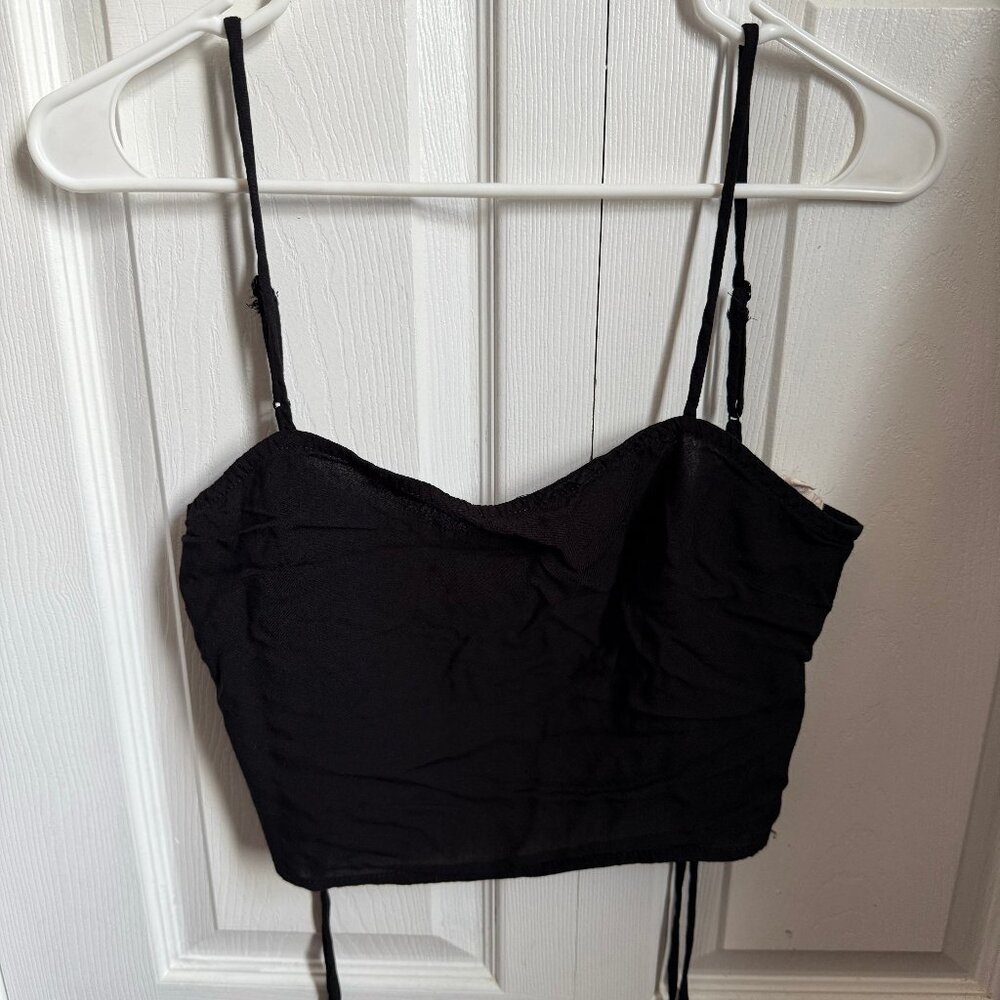 LA Hearts Black Tie Back Crop Top - Size S